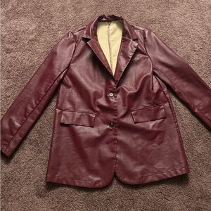 Women's Burgundy Leather Jacket